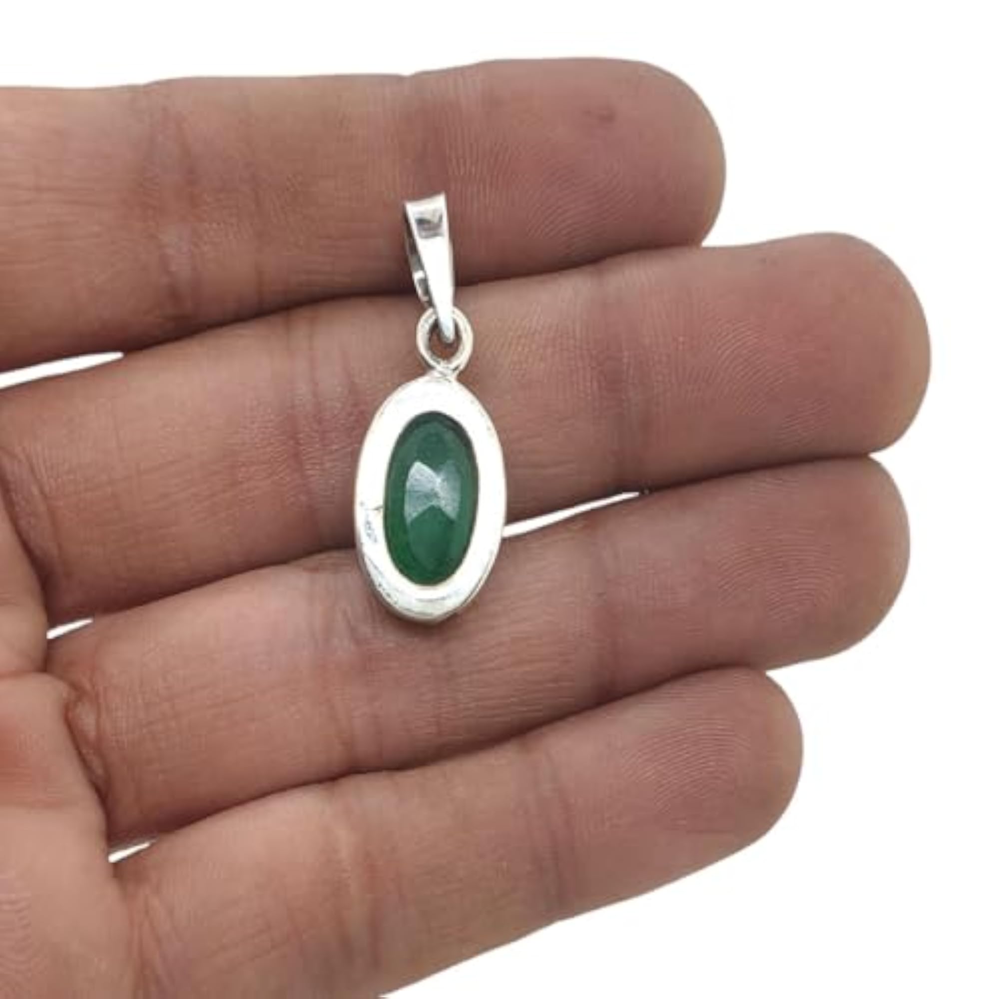 925 Sterling Silver Evil Eye Pendant, 8.50 Ratti Natural Panna
