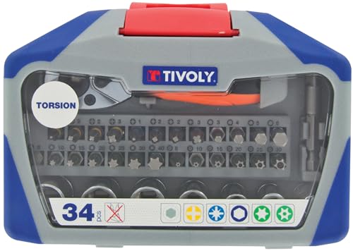 Juego TORSIÓN 34 Pcs TIVOLY para evitar tornillos rotos con mango de trinquete 3