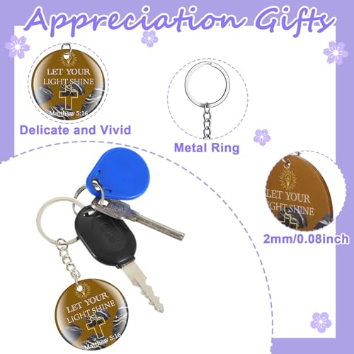 Image of Janmercy 120 Pcs Acrylic Christian Keychain Bulk Floral Bible Verse Keychain Religious Scripture Jewelry Gifts for Women Men