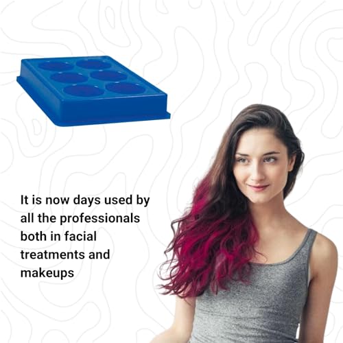 Image of 6 Cup Facial Tray for Facial Mask, Professional Washable Stain Proof Heavy Plastic Plate, Facial Makeup Cosmetic Tool, Blue (pack of 2)