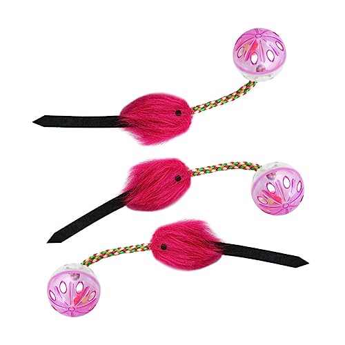 POPETPOP 3pcs Bell Ball Cat Plush Play Cat Indestructible Playful Fuzzy Balls Bell Kitten Indoor for Kitten Supply PVC Plastic
