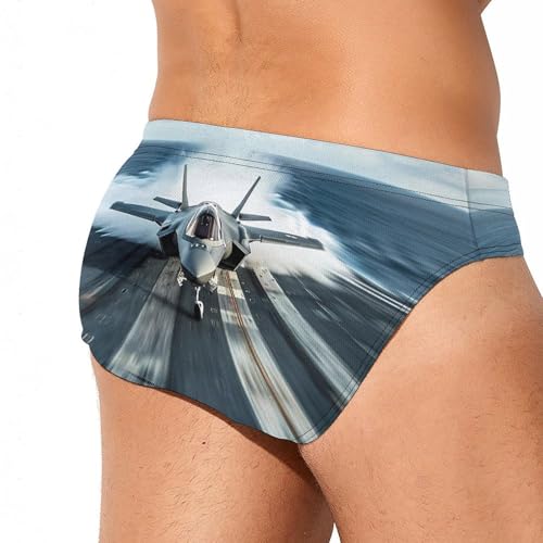 F-35 Fighter Jet U.S Air Force Men's Swimsuit Brief Quick Dry Bikini Swimwear Bathing Suit Beach Swimming Trunks2
