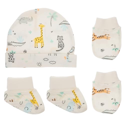 POPETPOP - Set de niño y niña, protección de rayas, gorro de manoplas y calcetines, accesorios y duraderos para nacido