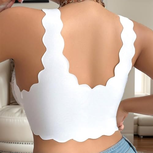 Soutien-gorge dentelle fermeture devant sans armatures blanc 44E - 7
