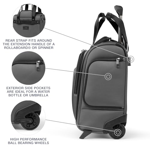 Image of Travelpro Crew Classic Lightweight Softside Luggage, Rolling Underseat Carry on Bag, 14 inch Laptop or Tablet Sleeve, Men and Women, 17-Inch, Titanium Grey