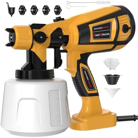 Paint Sprayer Tool 1000W High Power Electric Spray Paint Gun Easy to Clean for Furniture Cabinets Fence Walls Door Garden Chairs Paint Tools Yellow Cover