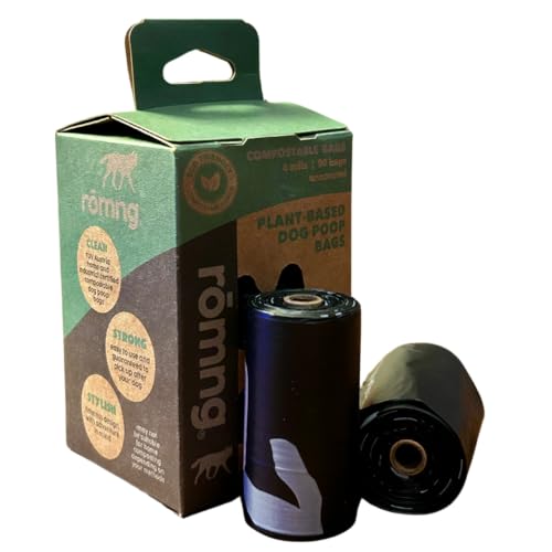 Image of Compostable Dog Waste Bags, Plant-Based, Leak-Proof, Black, 90 Count