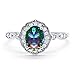 Blue Apple Co. Art Deco Antique Style Wedding Engagement Ring Oval Round Simulated Morganite Rose Tone 925 Sterling Silver Choose Color