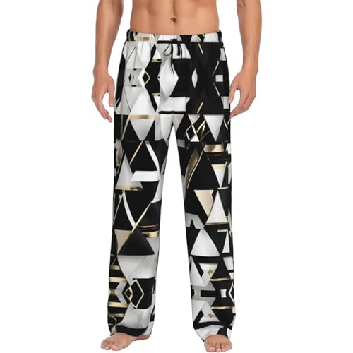 Pantalon de pyjama pour homme EdWal noir blanc doré taille L