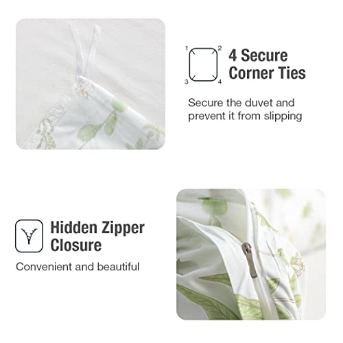 Lekesky Duvet Cover King Size, 3Pcs Floral Duvet Cover Botanical Yellow Flowers Green Leaves King Comforter Cover Microfiber Bedding Set With Zipper Ties (1 Duvet Cover 104X90 Inches + 2 Pillow Cases) #TOP6