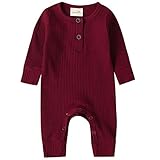 Kuriozud Newborn Infant Unisex Baby Boy Girl Button Solid Romper Bodysuit One Piece Jumpsuit Outfits...