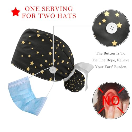 Image of Women's Working Caps Bouffant Surgical Cap with Bow Scrunchies Little Daisy Art Paint Ponytail Holder Tie Back Scrub Hat