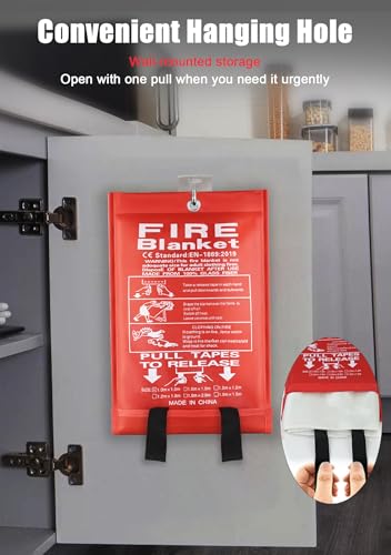 Image of Emergency Fire Blanket for Home Kitchen - 40 inch x 40 inch, 1 Pack Fiberglass Fire Suppression Blanket Great for School, Fireplace, Grill, Car, Office, Warehouse (1 Pack)