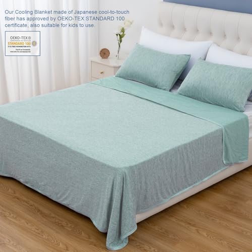 Image of CHOSHOME Cooling Blanket for Hot Sleepers Lightweight Summer Cold Thin Blankets for Sleeping, Hot Flashes Night Sweats, Soft Blanket for Bed, Full Size, Green