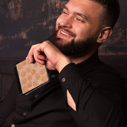 Cinnamon Buns in Peach Cute Slim Bifold Wallet for Men Stylish Front Pocket Purse with Card Holder Slots4