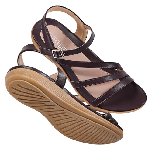 Image of Flat Sandals for Women Dressy - Comfortable Summer Strappy Sandal | Dress Comfy Walking Ankle Strap Open Toe Casual Womens Sandal - Arch Support Cushioned Wedding Shoes for All-Day Comfort