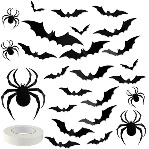 EIHI 72 Piezas Pegatinas Halloween Decoración,Murciélagos 3D presionables para halloween,Scary Halloween Murciélago Decor,Pared Puerta de Casa,Exterior Interior Bricolaje