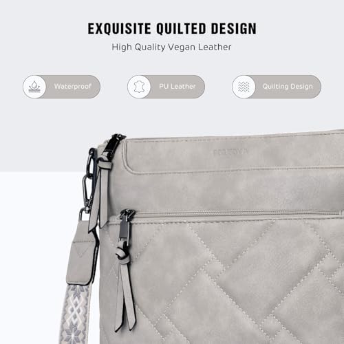 Image of POIUGOYA Quilted Crossbody Bags for Women Trendy,Vegan Leather Medium Shoulder Handbags Travel Purse with RFID Card Slots