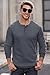 Herberton Mens Textured Hiking Shirts Winter Comfort Tee Stylish Solid Henley Fashion Casual Plain Tshirt Dark Grey XL