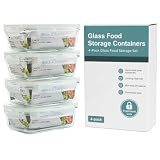otis classic Glass Food Storage Containers With Locking Lids - Meal Prep Containers - Lunch Bento Boxes - 1 Compartment - 4pk-28oz Box Set - Transparent Lids - BPA Free and Dishwasher Safe