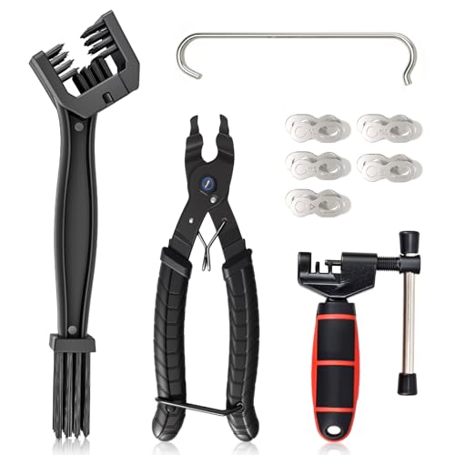 PCVANLEY Juego de Herramientas para Reparar Cadenas de Bicicleta, rompecadenas, alicates para eslabones de Bicicleta, Cepillo, Gancho para Cadenas y eslabón rápido 6-8/9/10/11/12 velocidades