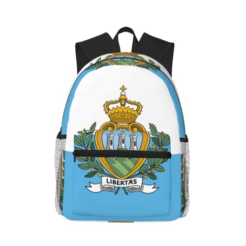 ENVEED Sac à dos confortable et portable avec drapeau de Saint-Marin pour le camping, la randonnée et un usage quotidien, noir, One Size, Sacs à dos de voyage
