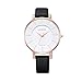 Women Watch, Analog Quartz Leather Band Fashion Casual Business Dress Design Waterproof Beautiful Gold Rim White Dial Sparkling Crystal Case 30M Water Resistant