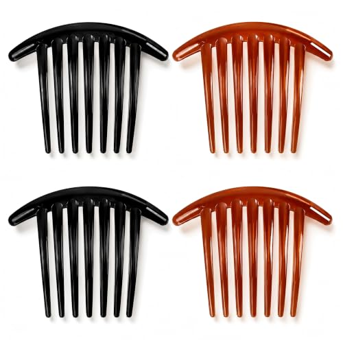 4 peines franceses de plástico 7 dientes negro y marrón miniatura 1
