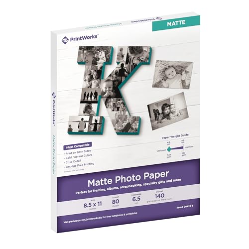 Papier photo mat pour imprimante jet d'encre 21,6x27,9 cm double face 80 pces