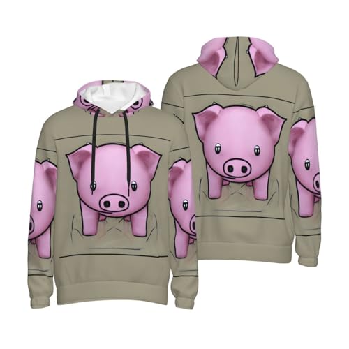 Pull à capuche imprimé cochon poudre Noir XXL : la solution pour un look facile