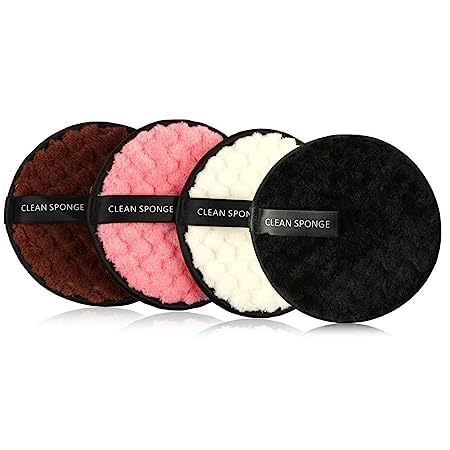 Microfiber Face Rounds Wipes Heavy Mascara Eye Shadow Facial Cleansing Puffs Foundation Washable Removal Cloth Chemical Free pack of 4(Color May Vary depends on stock)-image-9