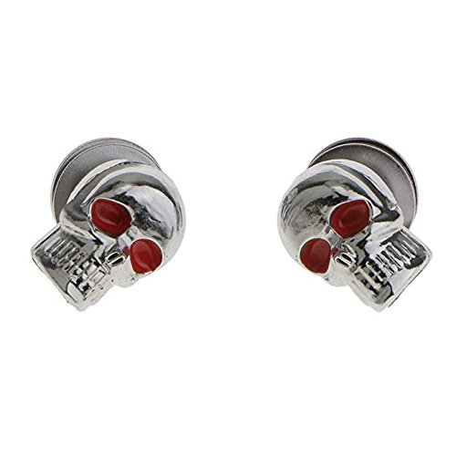 XuBa Number Plate Screw, Automatic Skull Zombie Screw Cup Universal for Thread Number Plate Label Frame Metal Chrome Red Skull Number Plate Frame Screw
