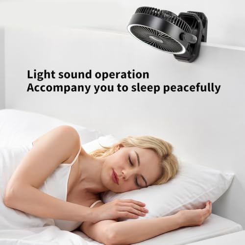 Ventilador recargable USB C de 10'' con luz integrada y motor silencioso para mesa 6
