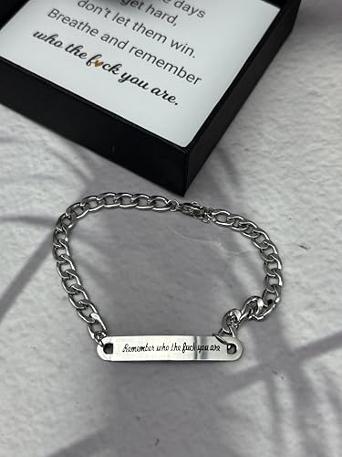 Remember Who The Fuck You Are Braided Bangle,Adjustable Engraved Fuck Handmade Bracelet, Stainless Steel Inspirational Bracelet,Jewelry Gift for Women Men4