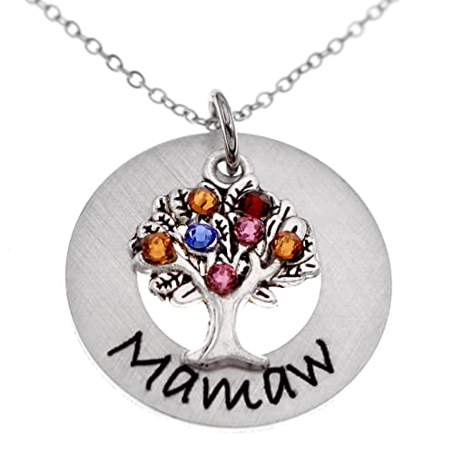 Personalized Family Tree Grandma Necklace, Custom Grandmother's Birthstone Jewelry, Gift for Nana