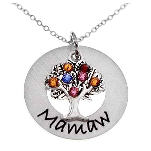 Personalized Family Tree Grandma Necklace, Custom Grandmother's Birthstone Jewelry, Gift for Nana