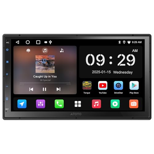 ATOTOLIFE A5L 7 Inch Double-DIN Car Stereo Android Head Unit, Wireless CarPlay/Android Auto, in-Dash Navigation System, WiFi/Bluetooth/USB, 24-Bands EQ DSP, AM/FM Radio, A5LG2B7T