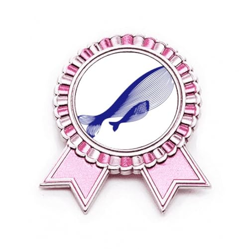 Broche baleine bleue Ocean emblème en métal d'exception avec médaille rose