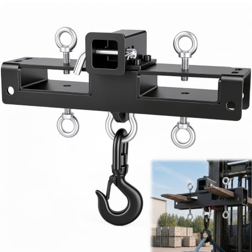 Image of Outus Heavy Duty Forklift Lifting Hook Attachment, 10 Ton Dual Fork Mount Forklift Crane Hook with 2 inch Trailer Hitch for Lifting, Towing, Machinery, Generators, Drums & Tractor Forks