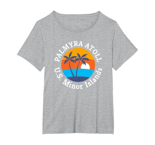 Palmyra Atoll Beach U.S. Minor Islands Summer Vacation T-Shirt, Women's Plus, Heather Grey, 1X