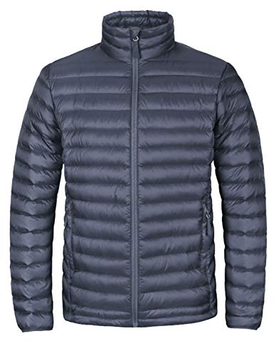 Lesmart .jp ダウンジャケット メンズ ウルトラライトダウン コート 防寒 防風 軽量 暖かい コンパクト収納 アウトドア ライトダウン 秋冬 メンズ グレー M
