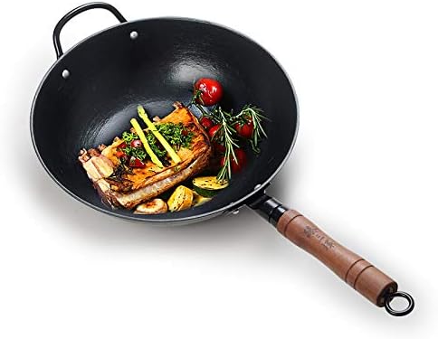 ZhenSanHuan Wok de Hierro Fundido 34cm Antiadherente miniatura 7