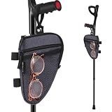 Unterarmgehstützen Tasche, Leichte Ellbogen, Aufbewahrungstasche mit Becherhalter, Wasserabweisende Krückentasche mit Netz- und Reißverschlusstasche für Alltagsutensilien, (Lila/Blau/Grau) (Grau)