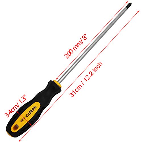 Sipery Phillips Screwdriver 8 inch long Screwdriver Length Shank Screwdriver Magnetic Tip PH2 Cross Head Screwdriver 2Pcs