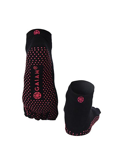 Gaiam Yoga Socks - Grippy Non Slip Sticky Toe Grip Accessories For Women & Men - Hot Yoga, Barre, Pilates, Ballet, Dance, Home - Pink, Small/Medium #TOP6