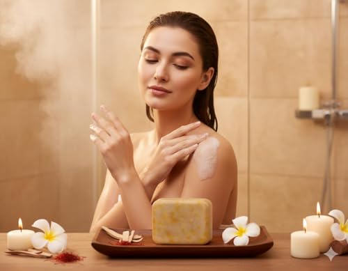 Image of Magic Soap Tan Removal Sandalwood & Saffron Bath Soaps | Paraben Free | Chandan & Kesar | Handmade Soap for Glowing & Skin Brightening for Men & Women