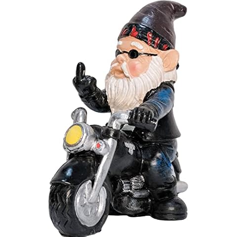 Gartenzwerg Motorrad Zwerge für den Garten, 13.3cm x 13cm Gartenzwerg Statue Wasserdicht Sonnenschutz Gartendeko Zwerg für den Garten, Dekoration für die Terasse, Deko für den Balkon Cover