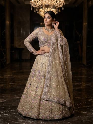 Image of Lehenga choli For Womens and Girls Soft Butterfly Net Lehenga Choli with Coding Sequins Work Dupatta | Semi Stitched Designer Ethnic Set