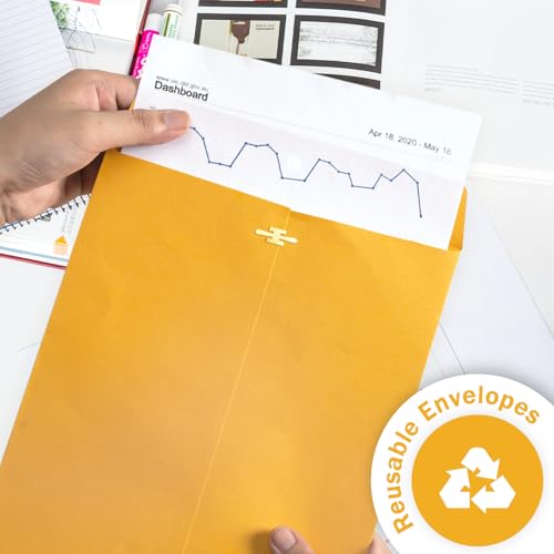 Envelopes com fecho de 10 x 13, pacote com 20, envelopes Goefun Manilla 10 x 13 – 100 GSM, envelopes