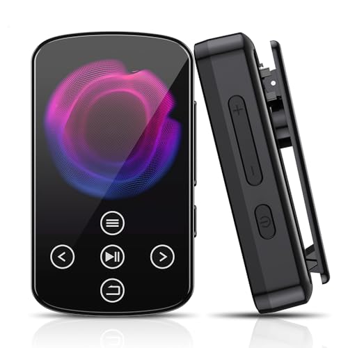 Docooler MP3 Player with Bluetooth 5.4, 1.5 Inch Colorful Screen with Sensitive Touch Button, Hi-Fi Music MP3 Player with Clip Pedometer Voice Recorder, Support TF Card, for Sports, Running - Black